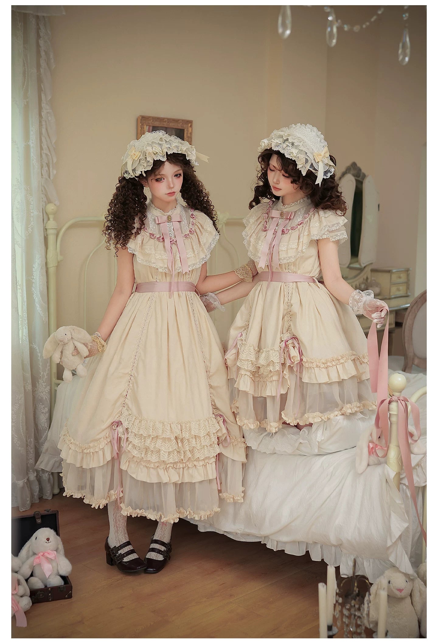 Lily's Dream - Cotton Lining Classic Lolita OP, Drawstring Liftable Hem 45539:854769