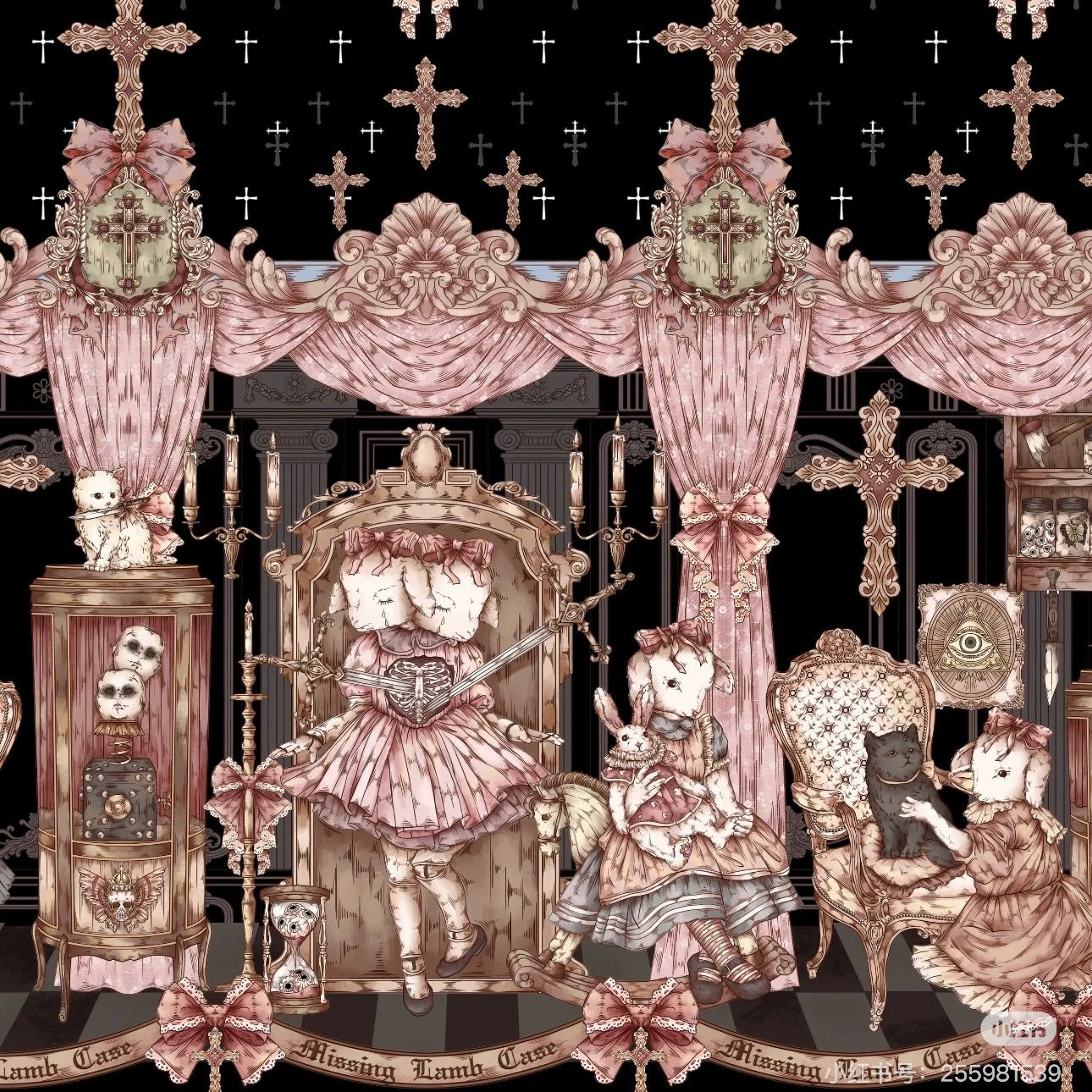 Uncle's Workshop - Missing Lamb Case - Gothic Lolita Dress Set with Sheep Prints 42971:760845