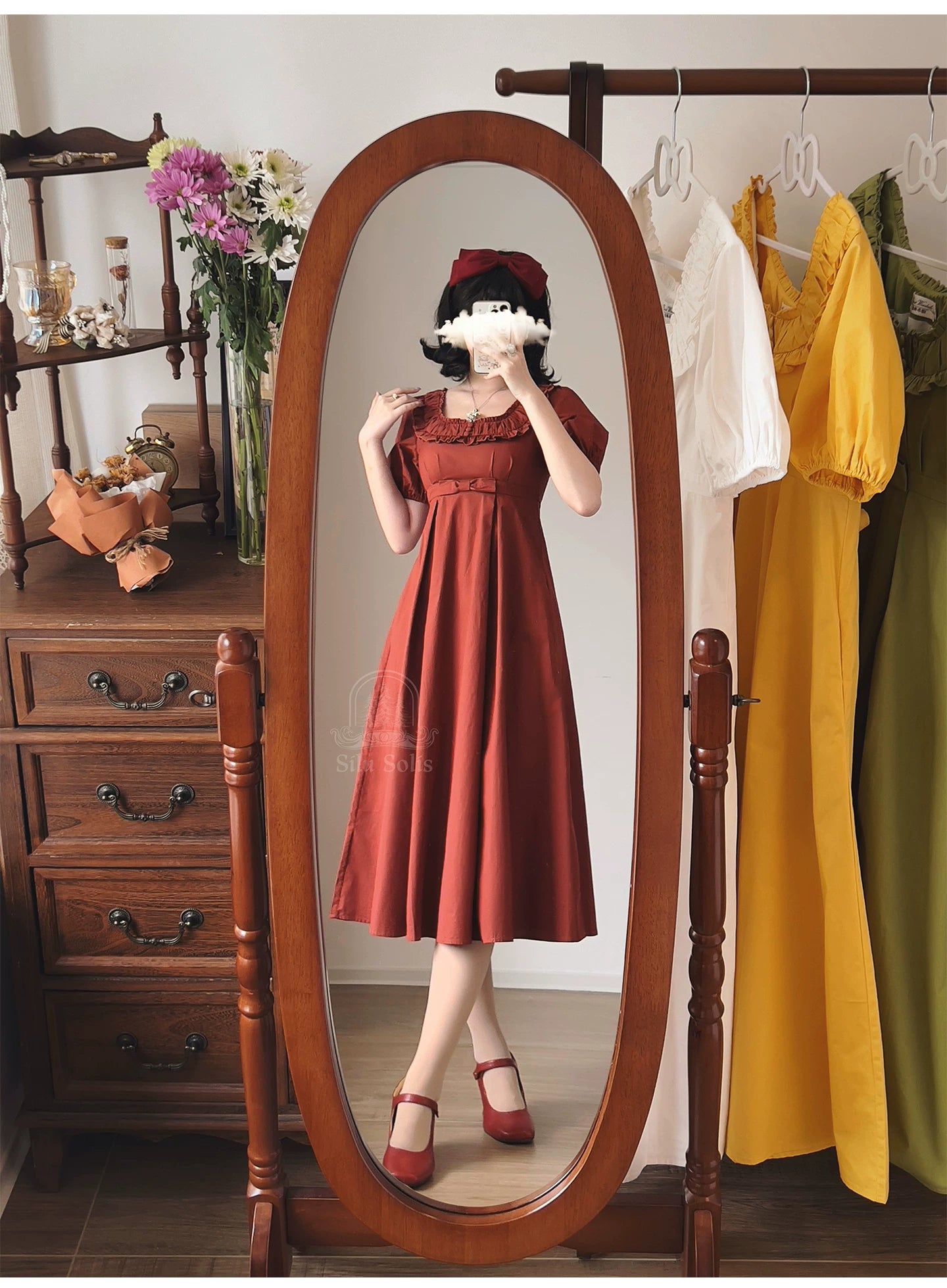 Morning Forest - Cotton Empire Waist OP Dress with Built-in Bra Pads