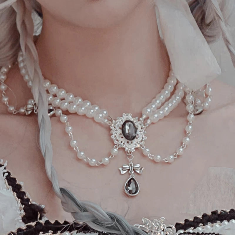 Cat Fairy - Dark Starry Night - Wedding Lolita Bonnet Bridal Mesh Gloves and Necklace Necklace