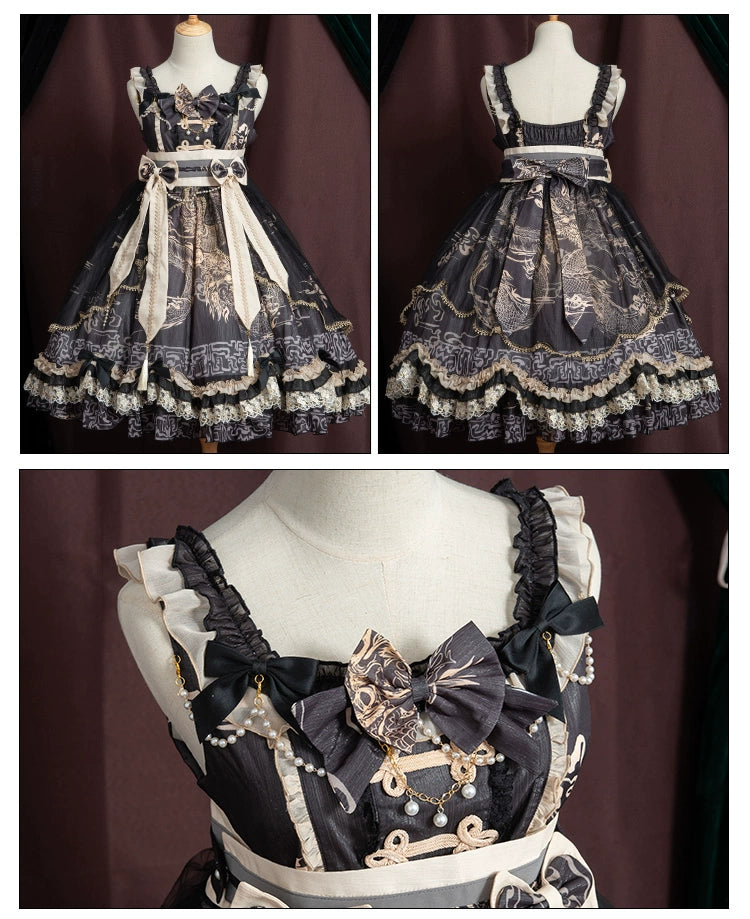 OCELOT - Yue Long Shi Yun - Daily Han Lolita Cake JSK S black JSK (without the inner wear)