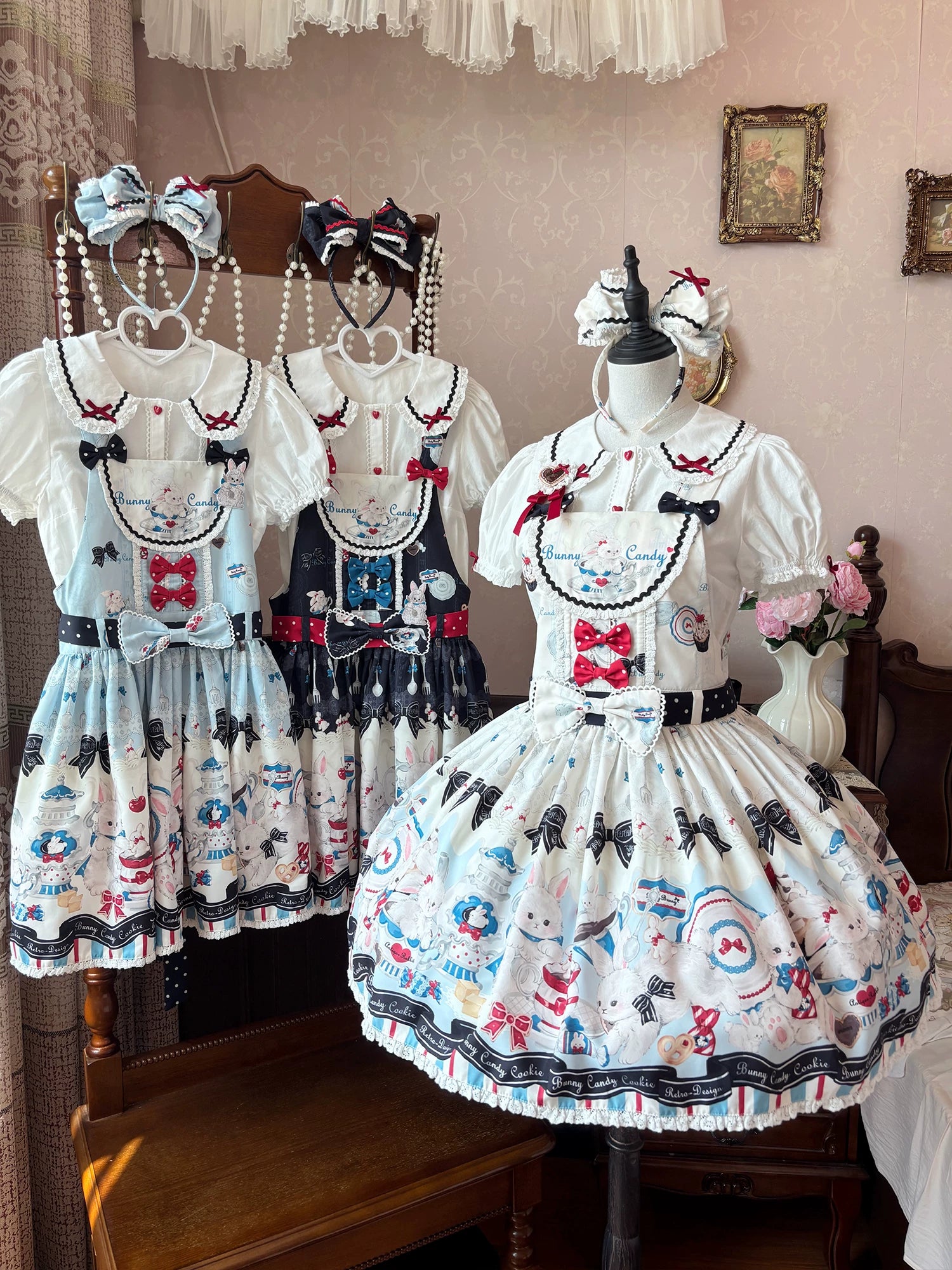 Myth Rabbit Tea Party - Sweet Lolita Dress Set, Bunny Print JSK 44460:809469