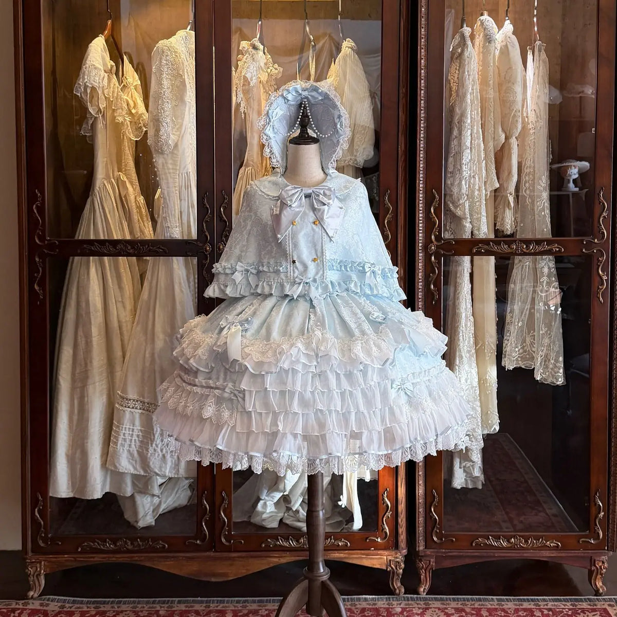 Star Porcelain Doll - Sweet Lolita JSK Dress Set, Tiered Ruffle Hem (L M S) 46093:874771