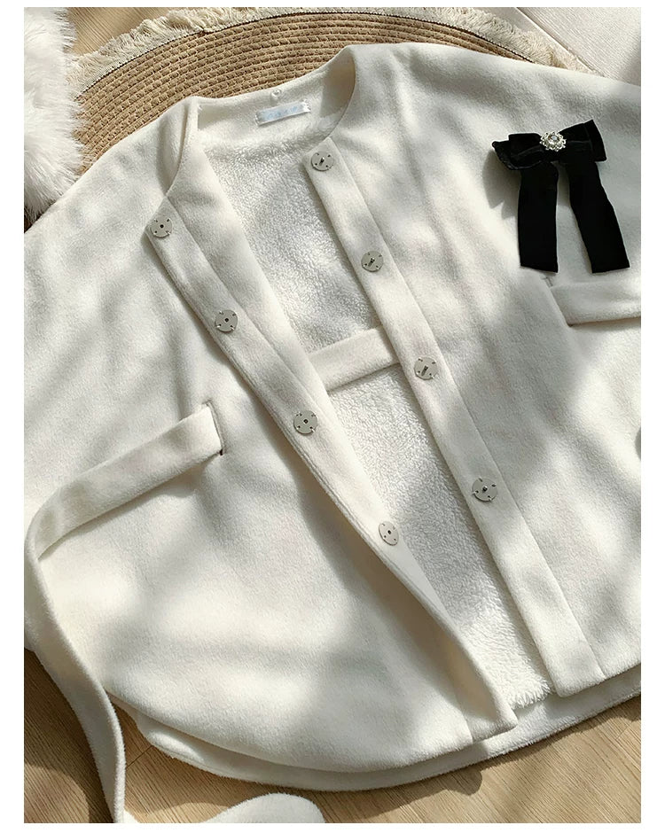 Winter Island Memory - Elegant Lolita Winter Coat & OP Dress Set 44444:807983