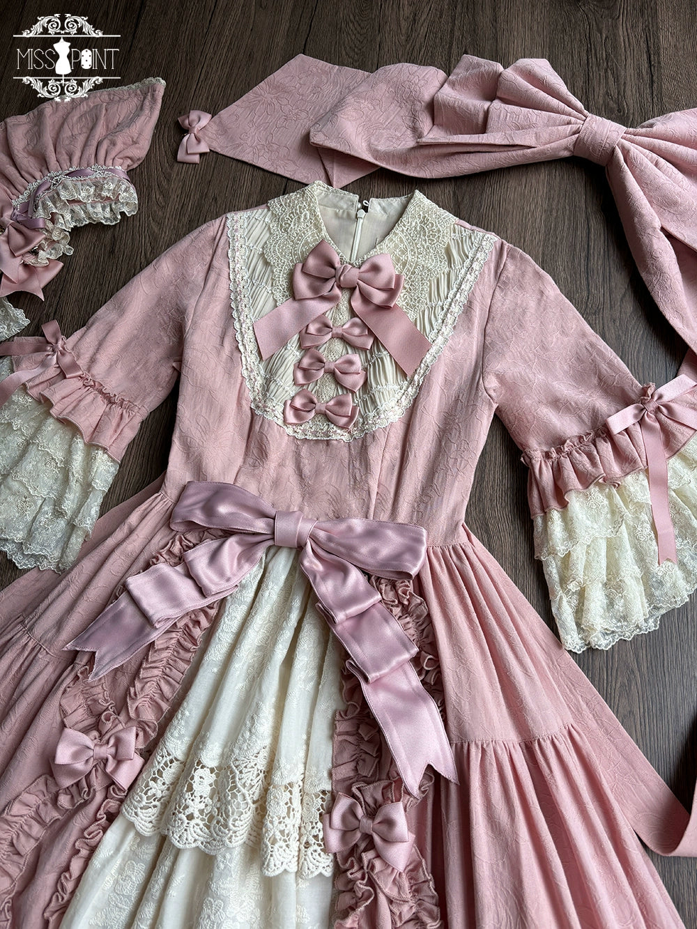 Miss Point~Lilyka Garden~Classic Lolita OP Dress Set Elegant Floral Wall Princess Sleeve 38832:606334