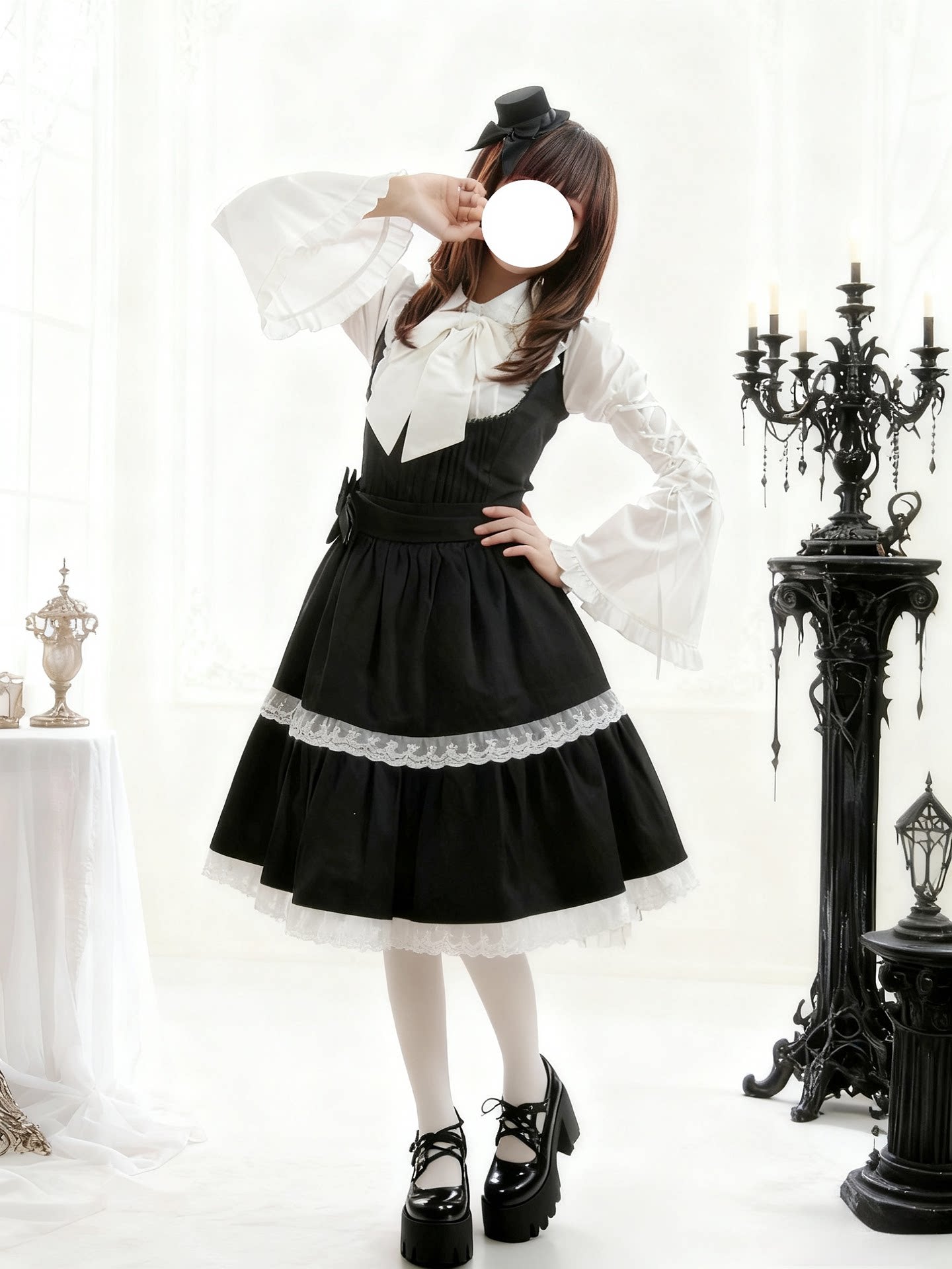 Night Prayer - Gothic Lolita Cotton Blouse, Hime Sleeve