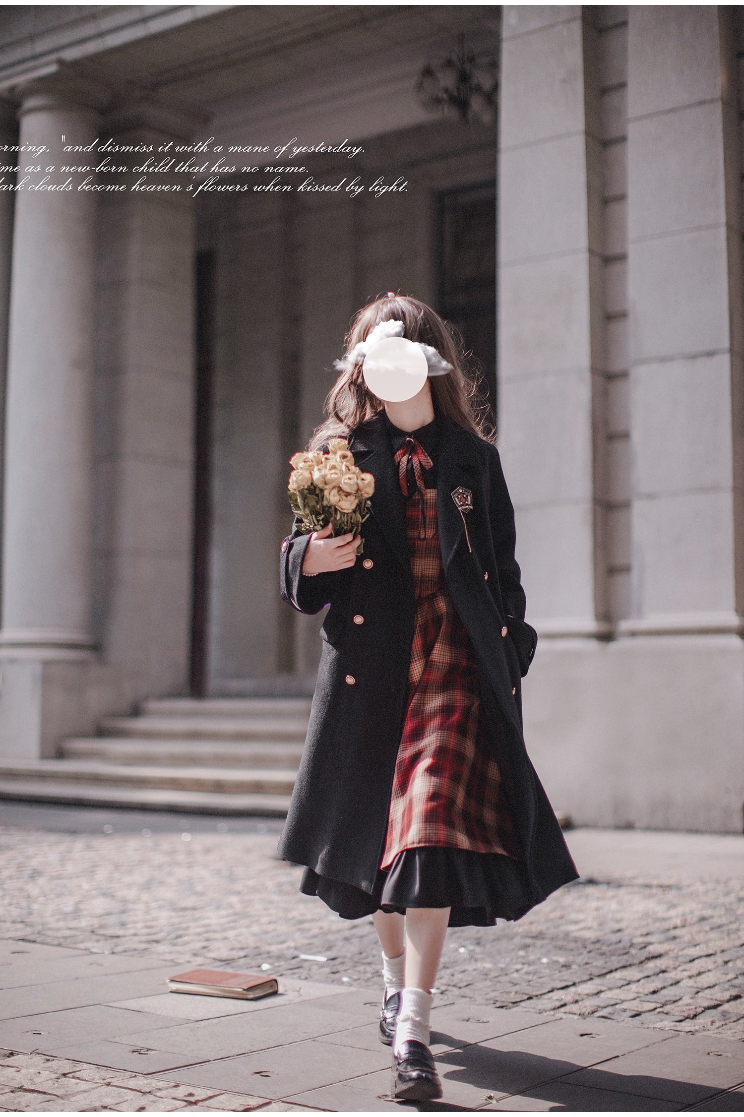 HuTaoMuJK - Madeleine - Classic Lolita JSK Suit Black Lolita Blouse and Coat Black coat only S