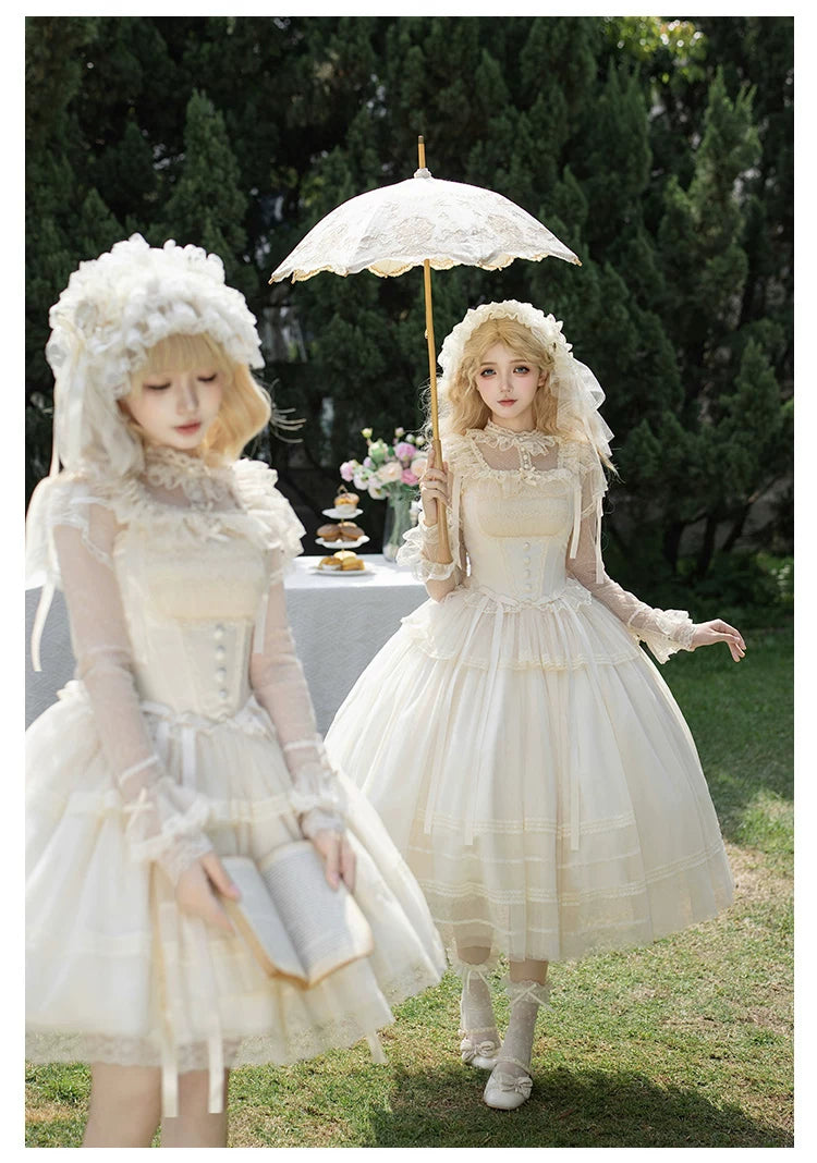 Confession Poem - Classic Lolita Corset JSK Set, Lace & Bows