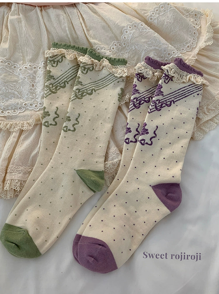 Roji Roji - Kawaii Lolita Bow Cotton Short Socks