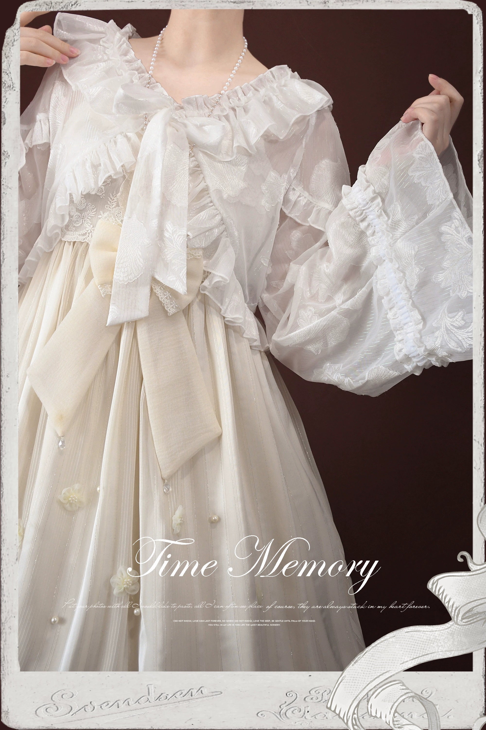 Time Memory~Xianbei~Sweet Lolita Chiffon Lantern Sleeve Cardigan with Bow 34598:463108