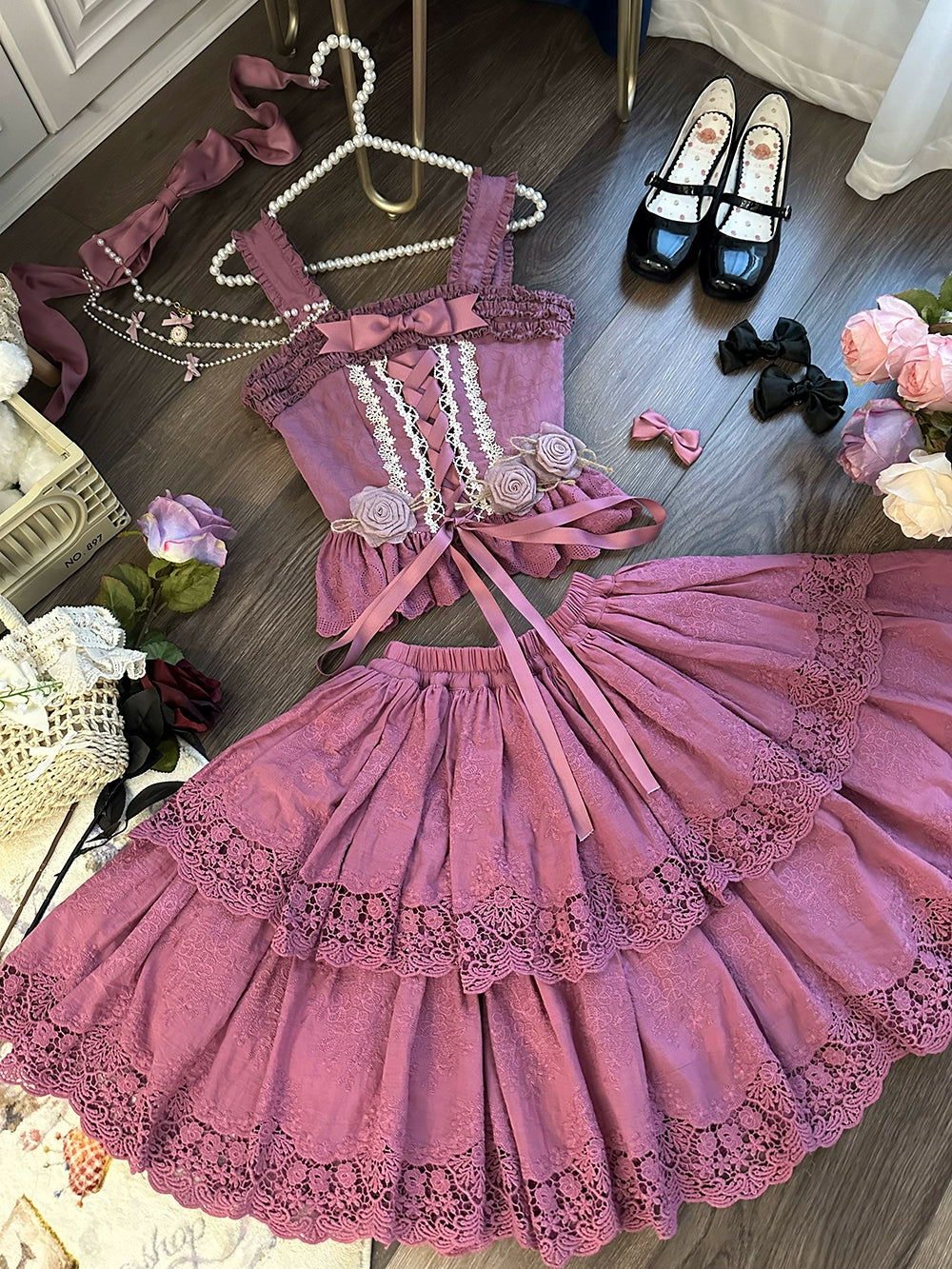 Miss Point~Forest Waltz~Classic Lolita Tiered Skirt Multi-layer Embroidered SK (L M S) 40192:651470