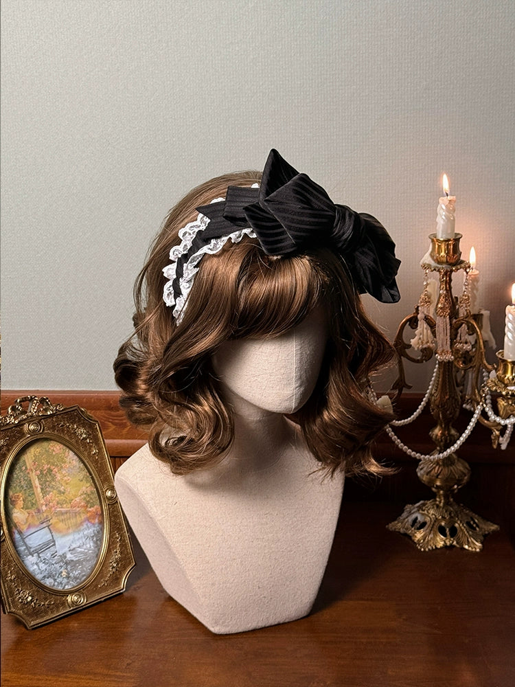 Alice Girl - Arrogant Miss - Sweet Lolita Headband Bow KC Head Accessory Black