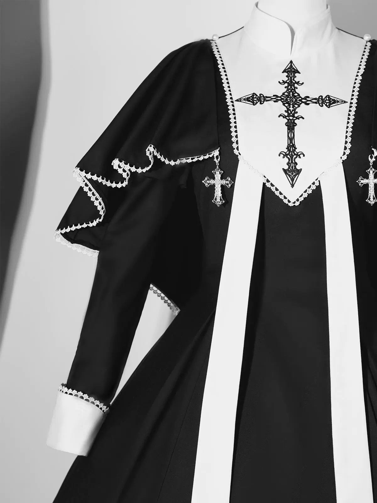 Halloween Gothic Lolita OP Dress & Cape, Cross Embroidery 45848:864783