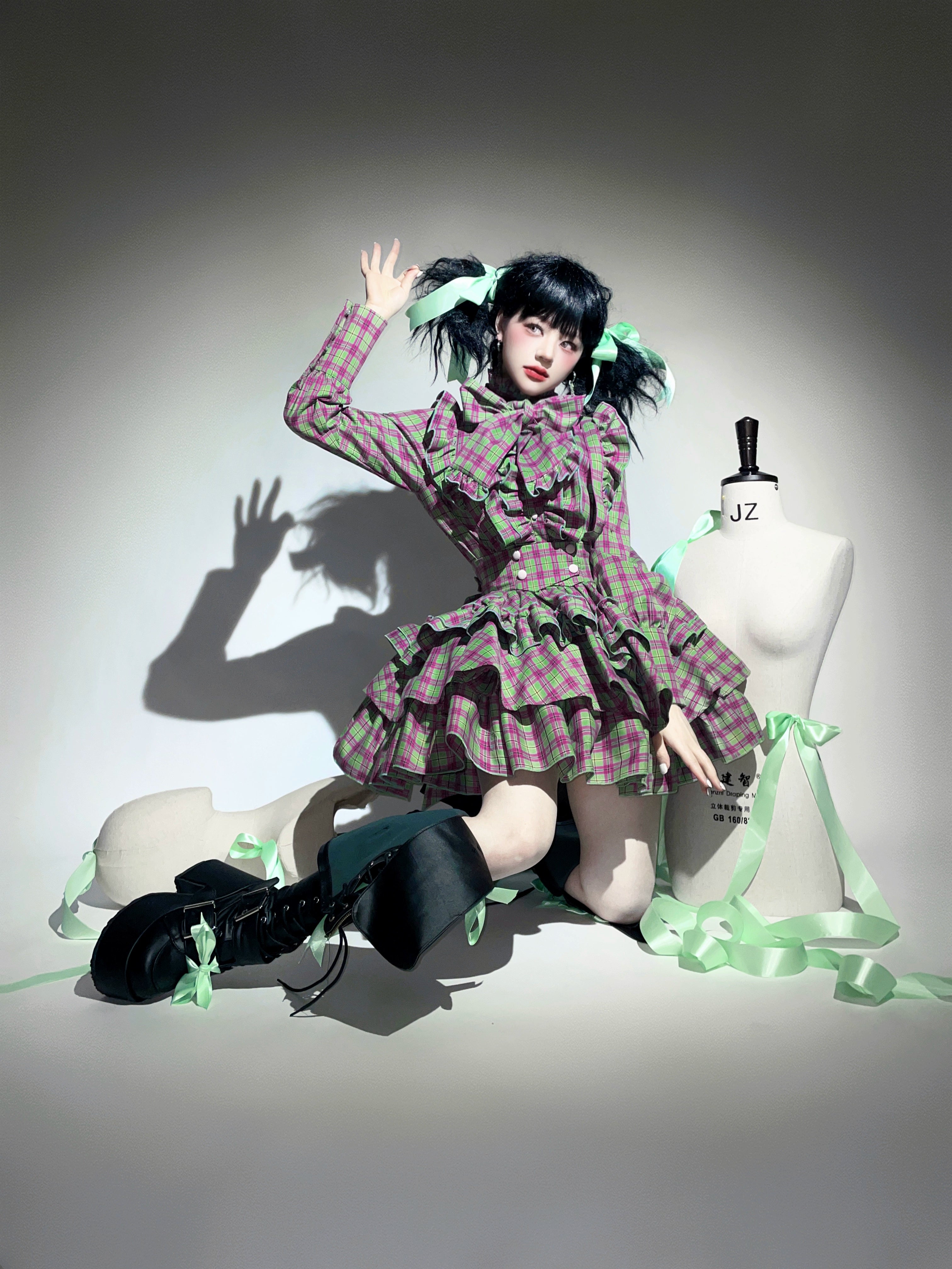 Humanoid Gift Box - Plaid Gothic Lolita Blouse & SK 44028:792575