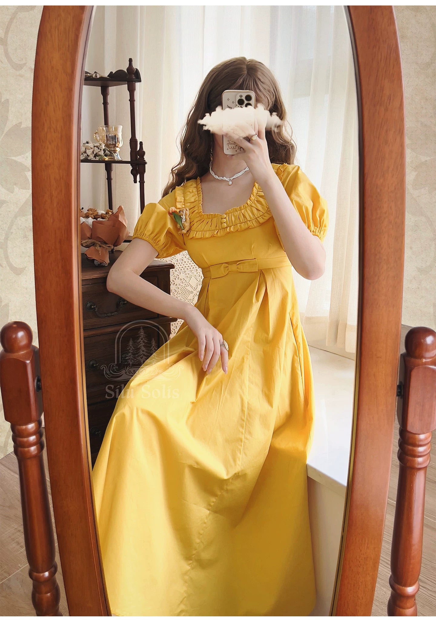 Morning Forest - Cotton Empire Waist OP Dress with Built-in Bra Pads