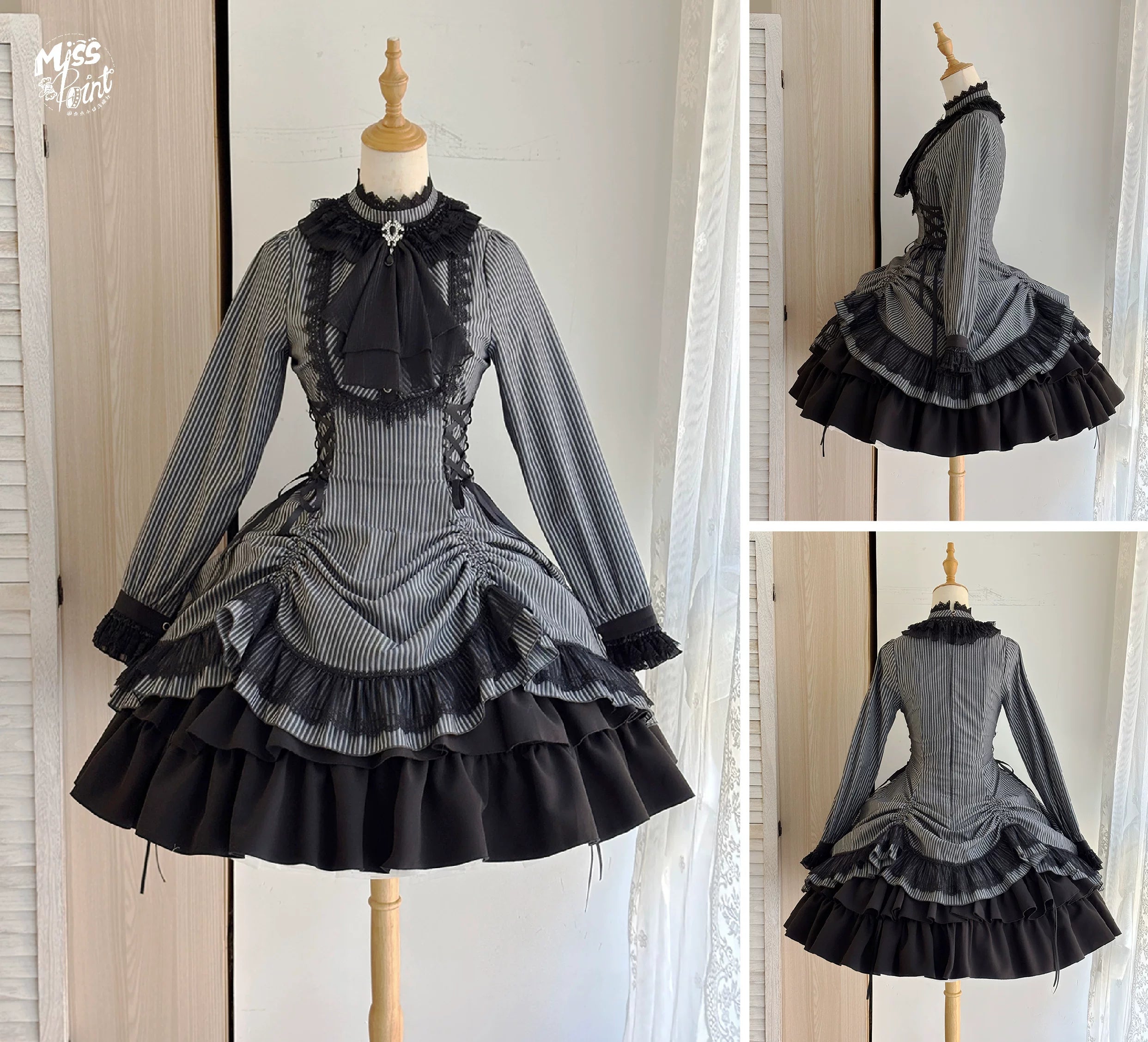 Perint Manor - Gothic Lolita Striped Dress, Tailor-made