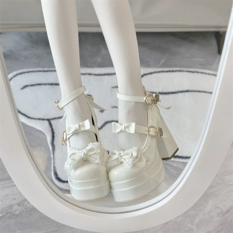 Dreamy Butterfly - Sweet Lolita Round Toe Heel Shoes, Bows & Ruffles 45139:835977