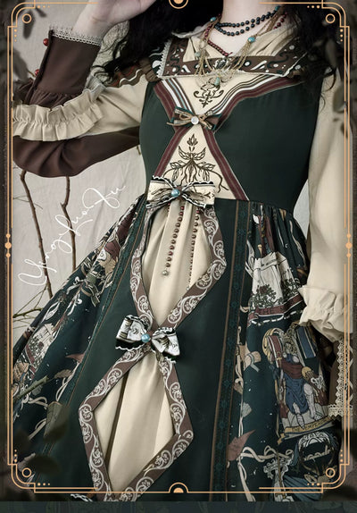 YingLuoFu~Tarot~Elegant Lolita Dress Classicl Court Style Lolita OP Salopette   
