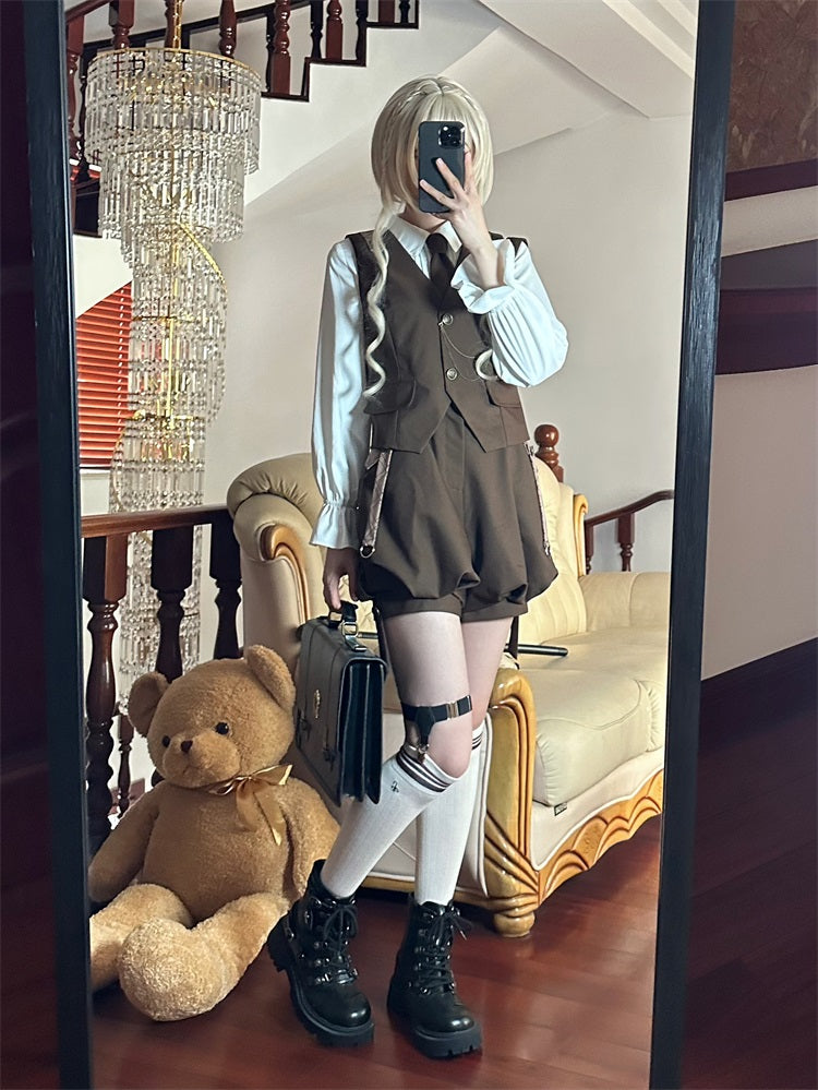 Letters from Unknown Star - Detective Rabbit Kiri - Spring Ouji Lolita Outfits Backpack Pants and Vest