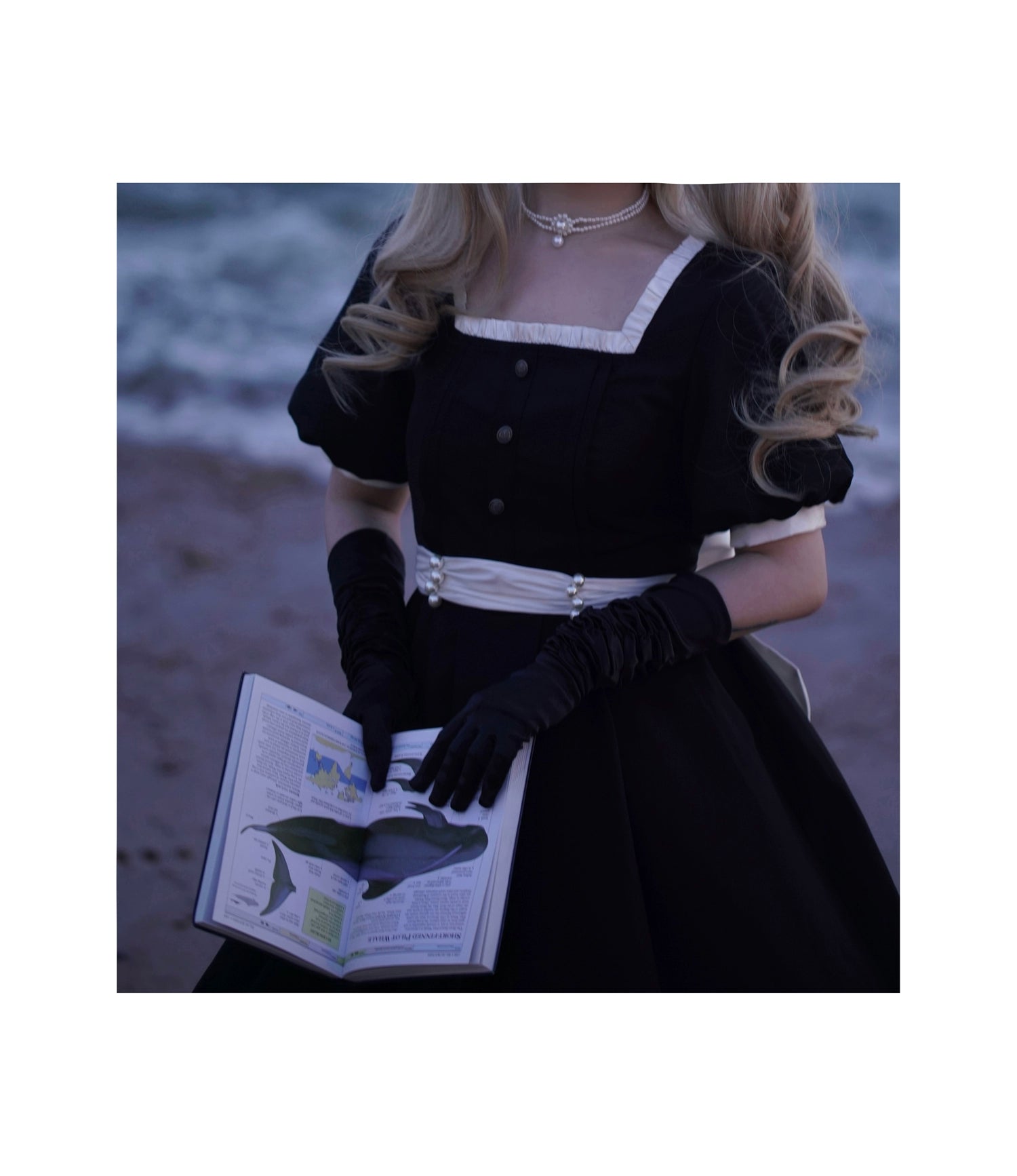 (BFM)HuTaoMuJK~Thoughts~Vintage Lolita OP Dress Square Neckline Black Lolita Dress 35832:504642