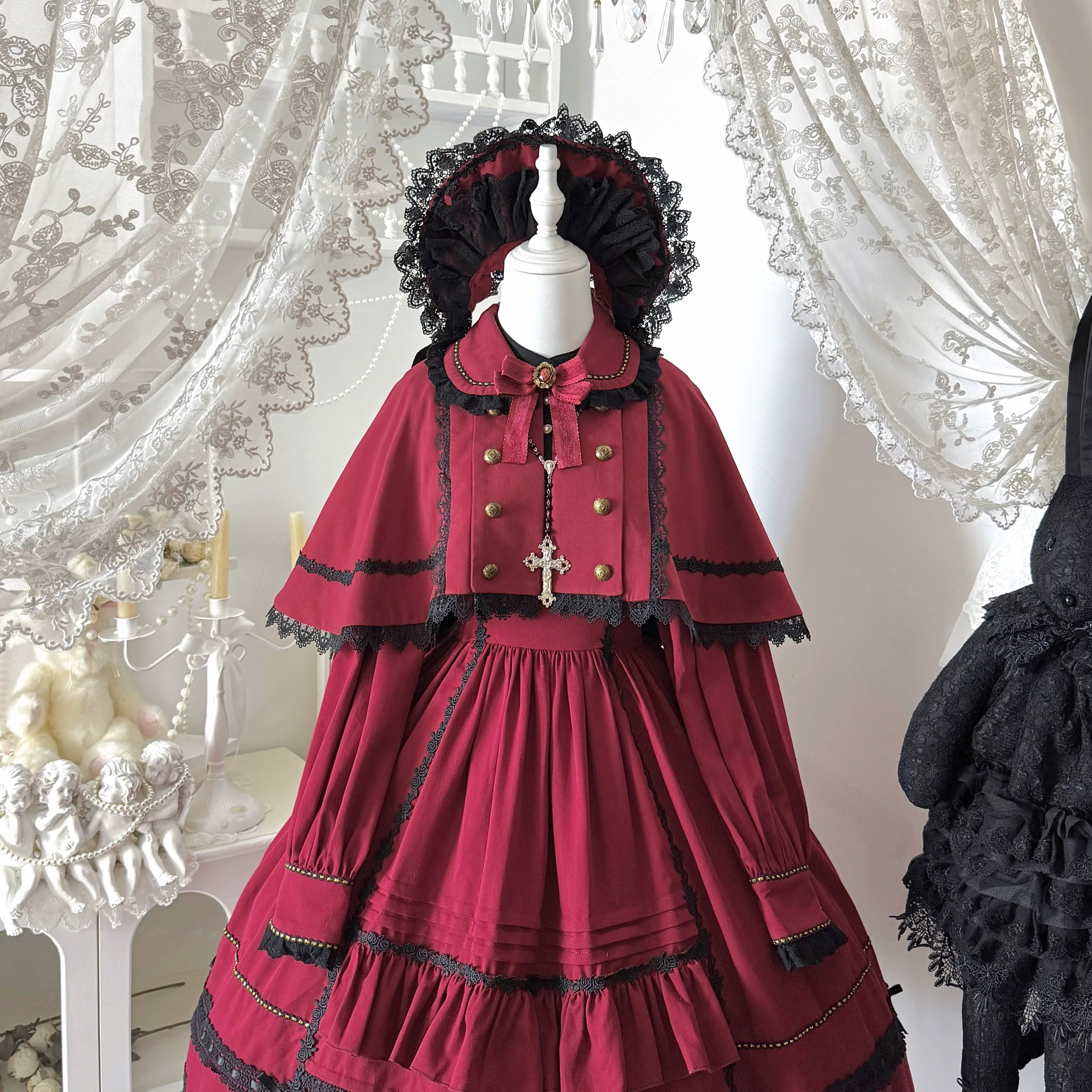 Ningyo Night - Old School Lolita OP Dress, Peter Pan Collar Cape (L M S XL) 44635:816667