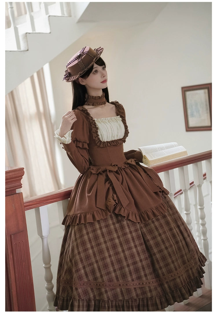 With PUJI - Oak Hymn - Classic Lolita Plaid OP Suit, Side Zipper 43924:791267