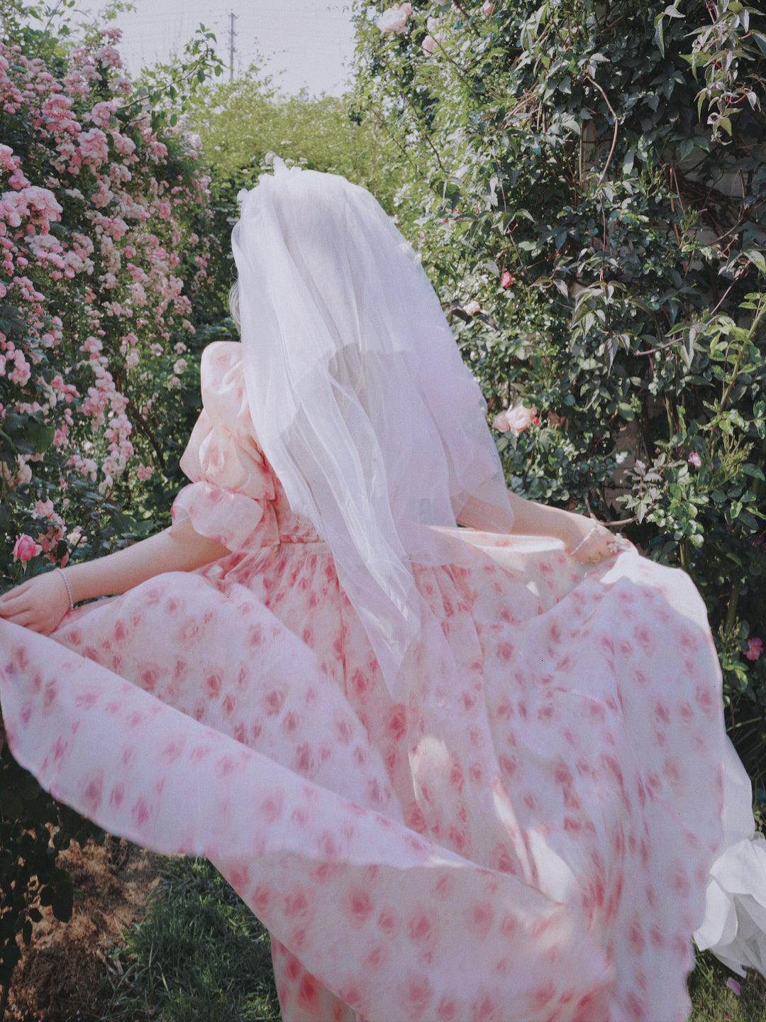 Yingtang - Berlin Rose - Plus Size Lolita Dress Puffy Trailing Floral Print