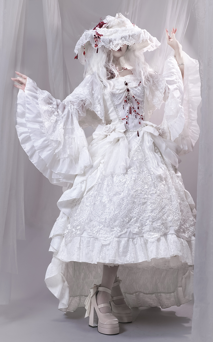 Dreamland - Floating Dream Lily - Elegant Lolita High Heel Shoes, Detachable Bow 39502:621970