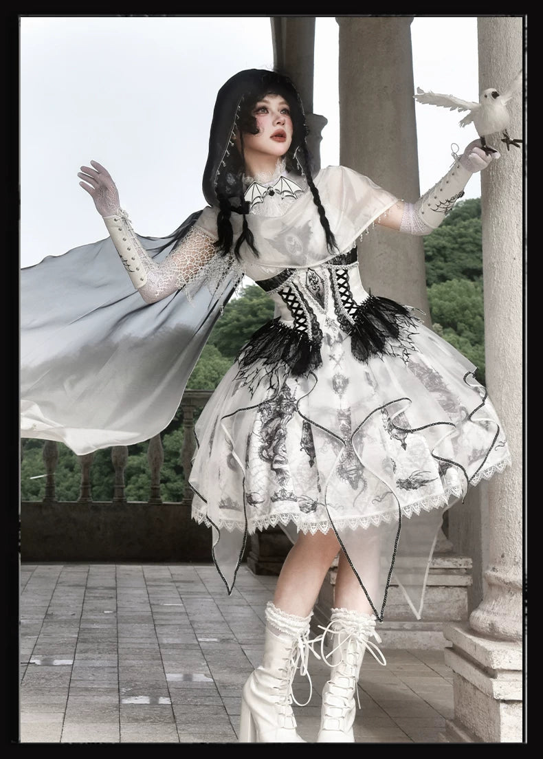 Bone Dragon - Gothic Lolita Corset JSK Dress Set with Embroidery 45654:856916