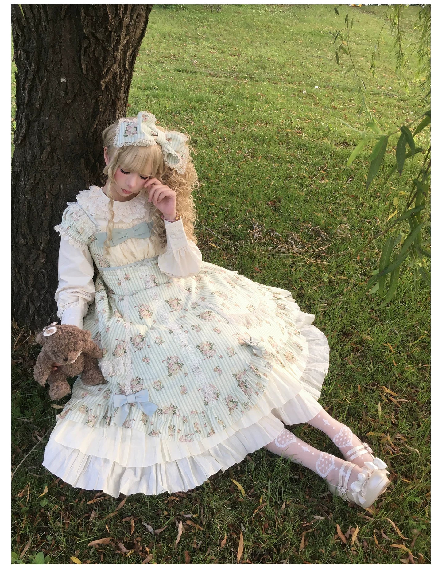 Meeting Austen - Cotton Classic Lolita Rose Printed OP Dress 45736:860027