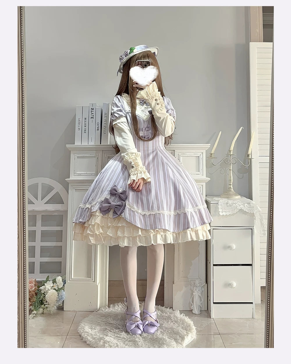 Phalaenopsis - Classic Lolita Phalaenopsis Embroidery OP, Detachable Sleeves