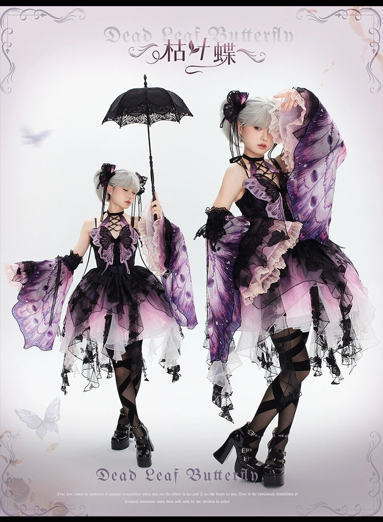 Urtto - Dead Leaf Butterfly - Chiffon Gothic Lolita JSK, Irregular Tiered Skirt 44352:804244