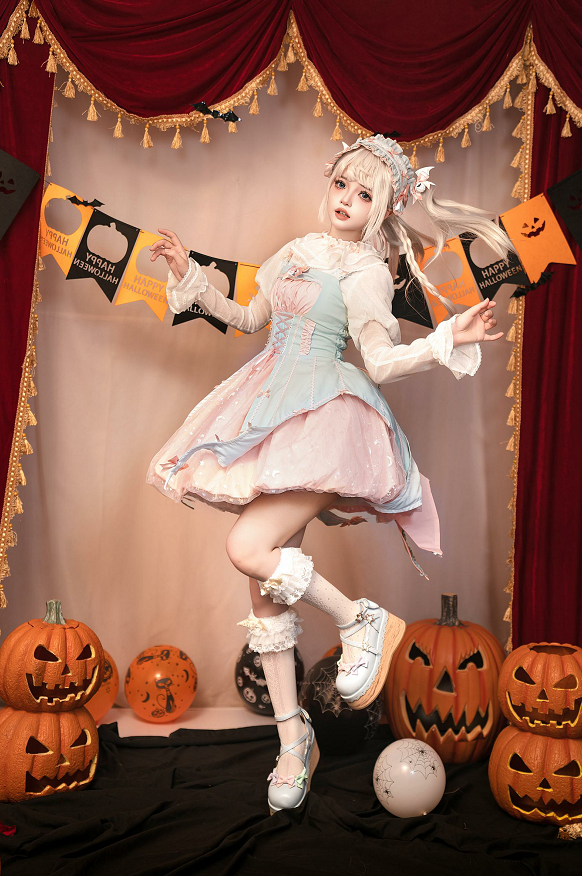 Lemon Honey - Halloween Gothic Lolita Jumper Dress, Pumpkin-inspired Dress 39230:629466