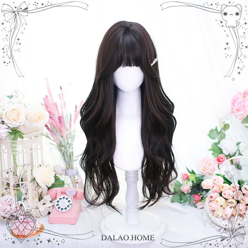 Dalao Home~Gentle Daily Lolita Long Curly Wig 2540 black tea 16912:332962