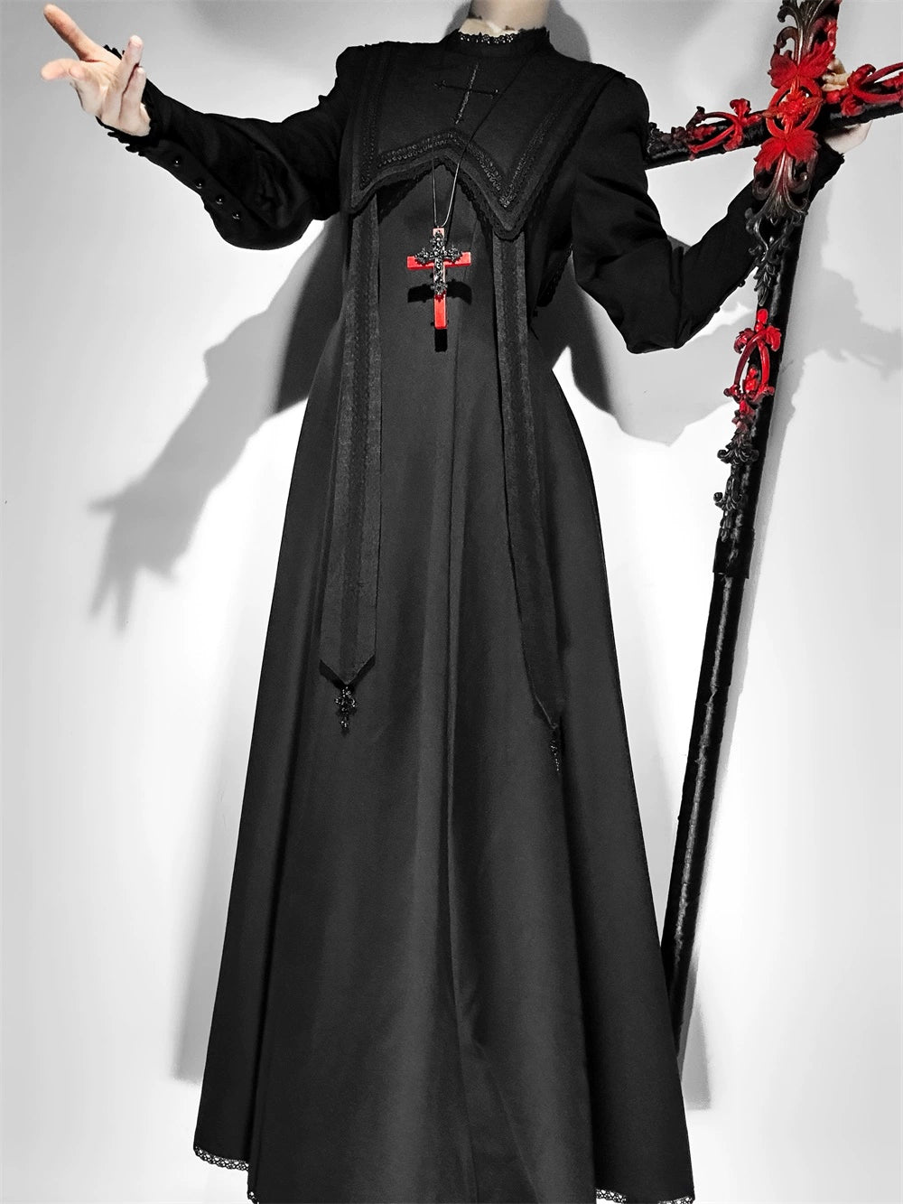 LeMiroir - Moonlit Prayer - Mutton Sleeve Nun Lolita OP Dress, Gathered Sleeve