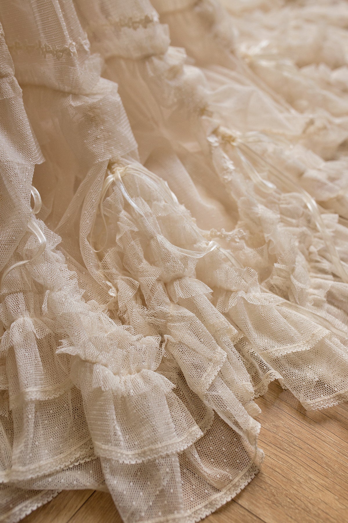 ThinkFly~Pleated Heart~Elegant Lolita Petticoat with Dotted Gauze Hem 42170:729783