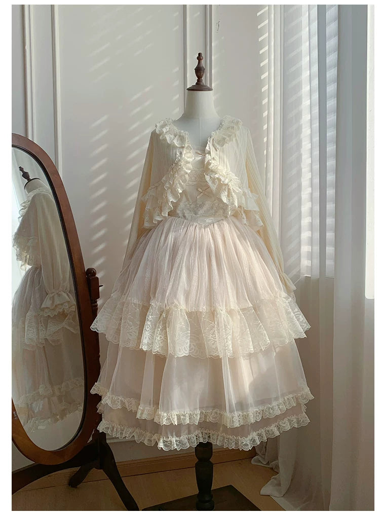 Bloom Period - Elegant Lolita Bolero, Layered Lace Ruffles 44623:817258