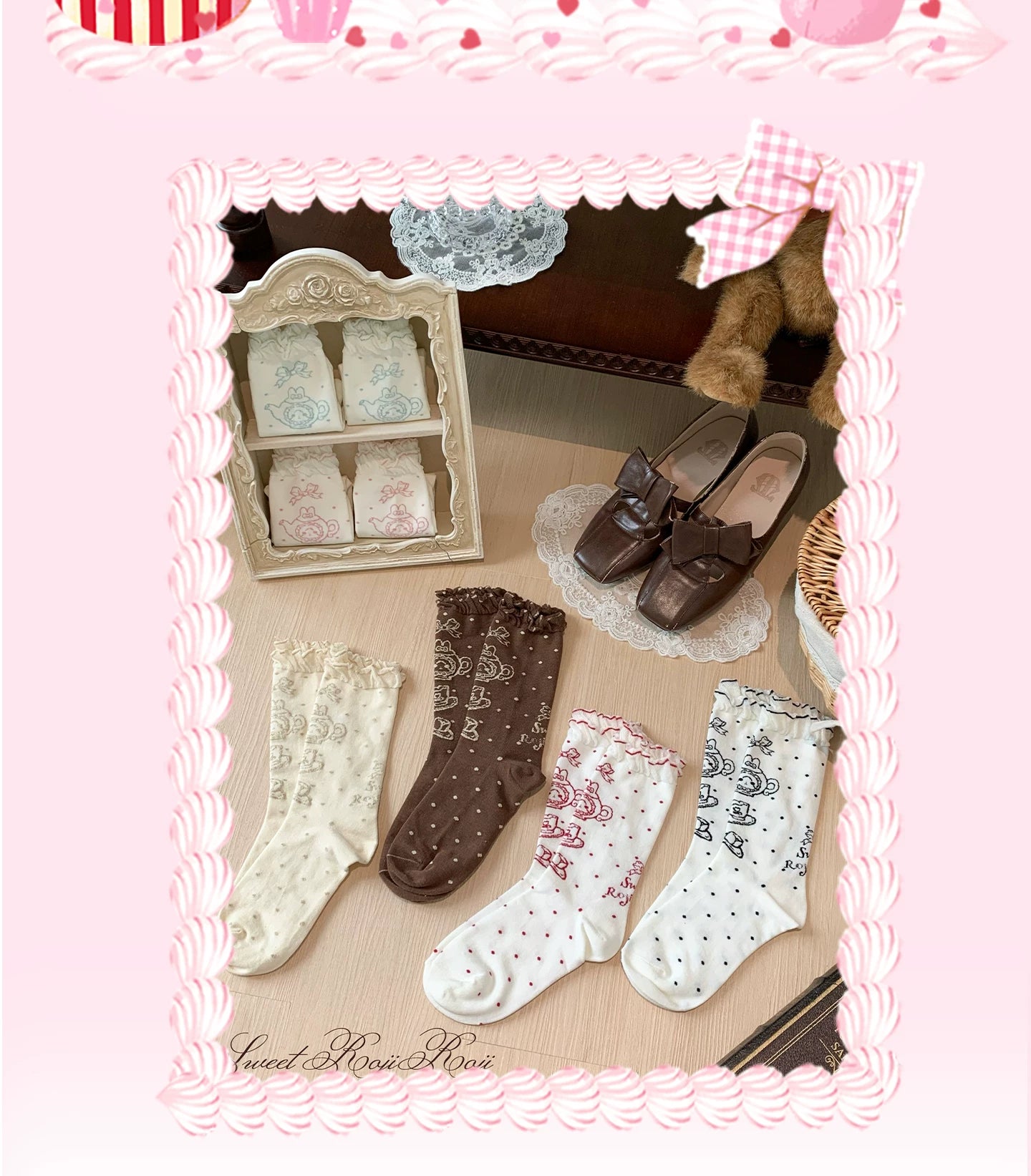 Cotton Sweet Lolita Socks, Tea Party Prints 45788:862457