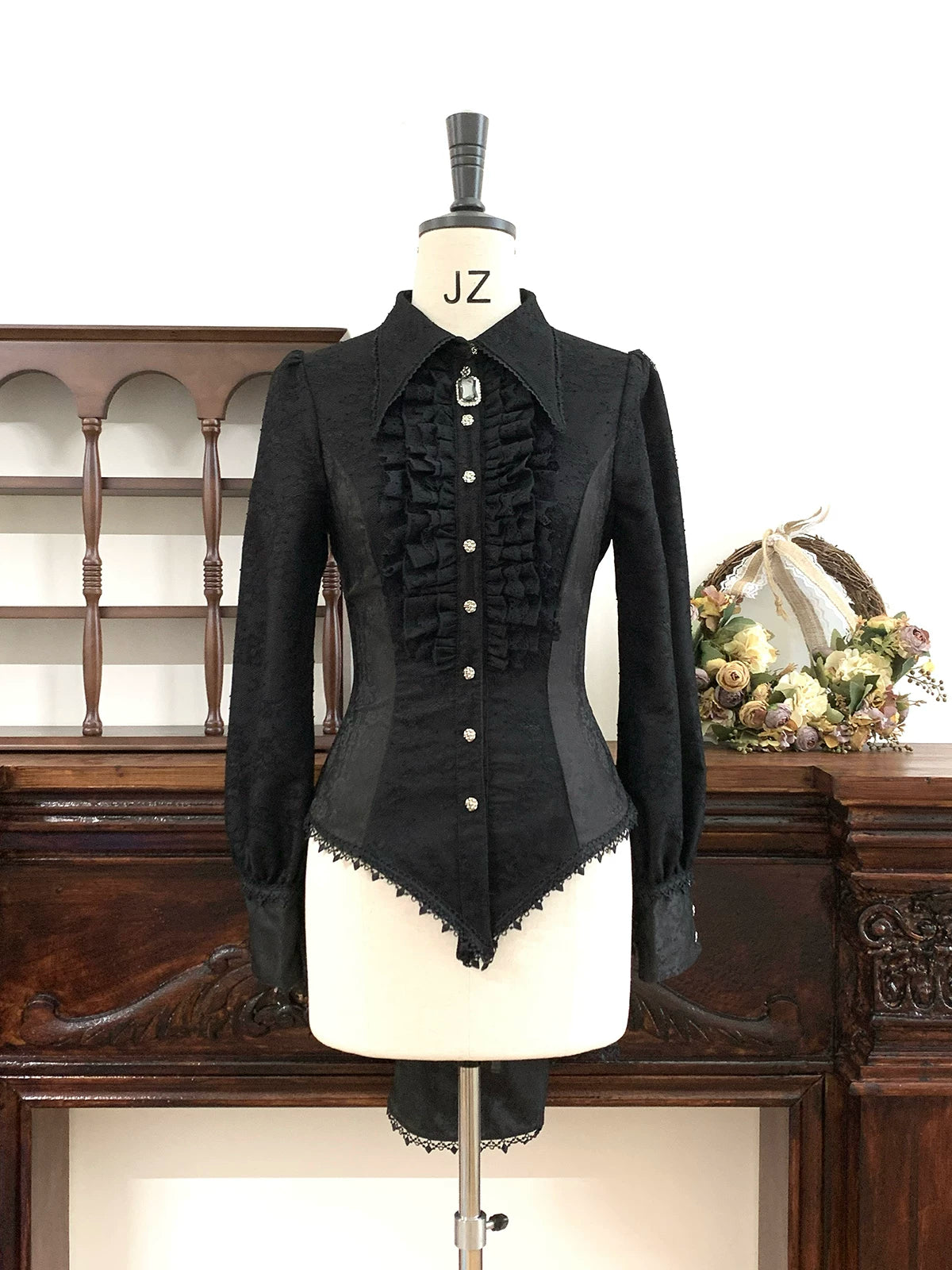 Chill Rice - Jacquard Long Sleeve Ouji Lolita Blouse, Tail Accent