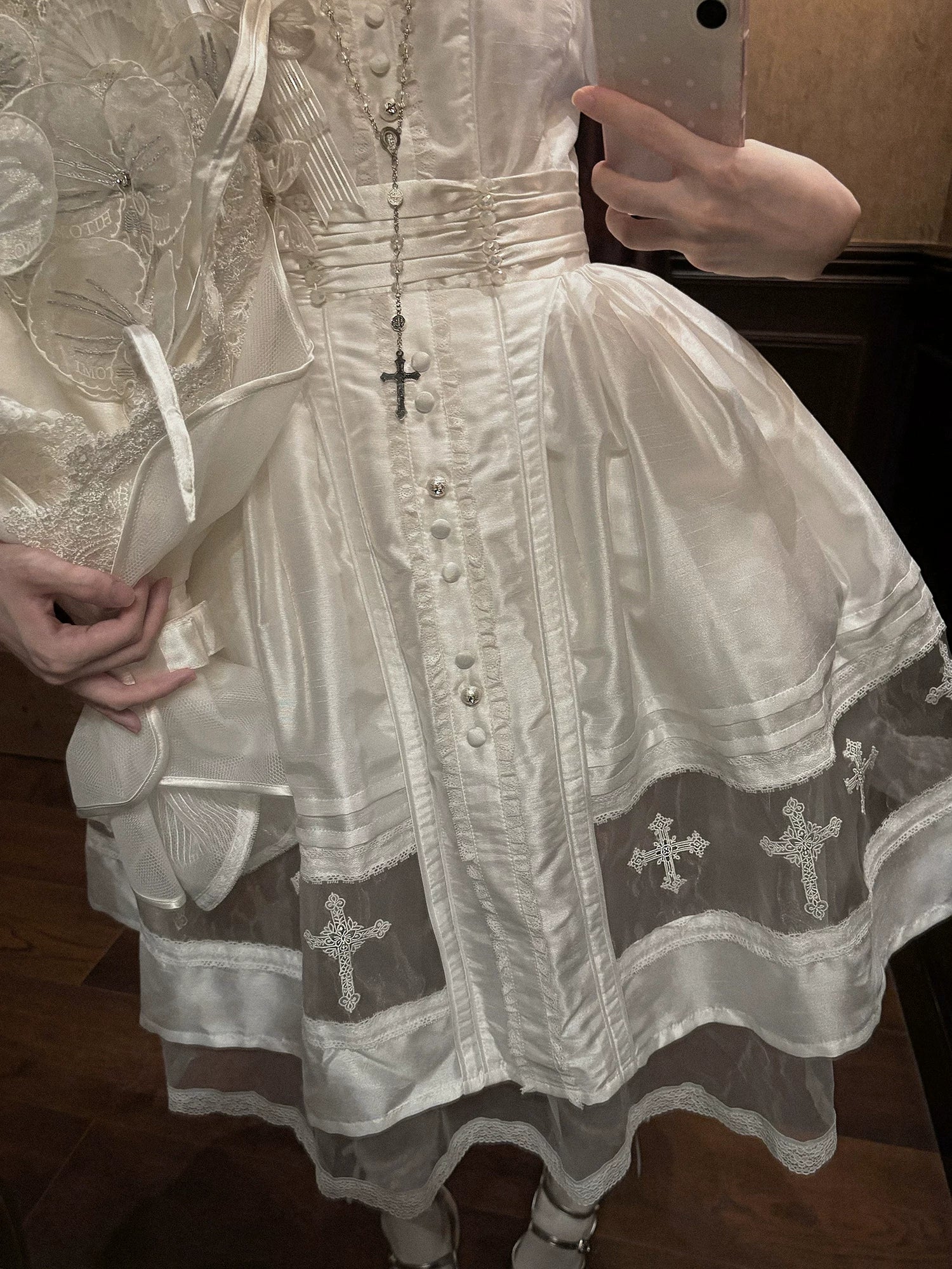 Ghost Orchid - Gothic Lolita OP Dress, Embroidered Cross 45137:835526