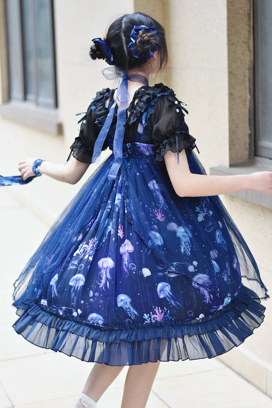 Coral Jellyfish - Sweet Lolita High-waist JSK Dress, Jellyfish & Coral Print 44906:827439