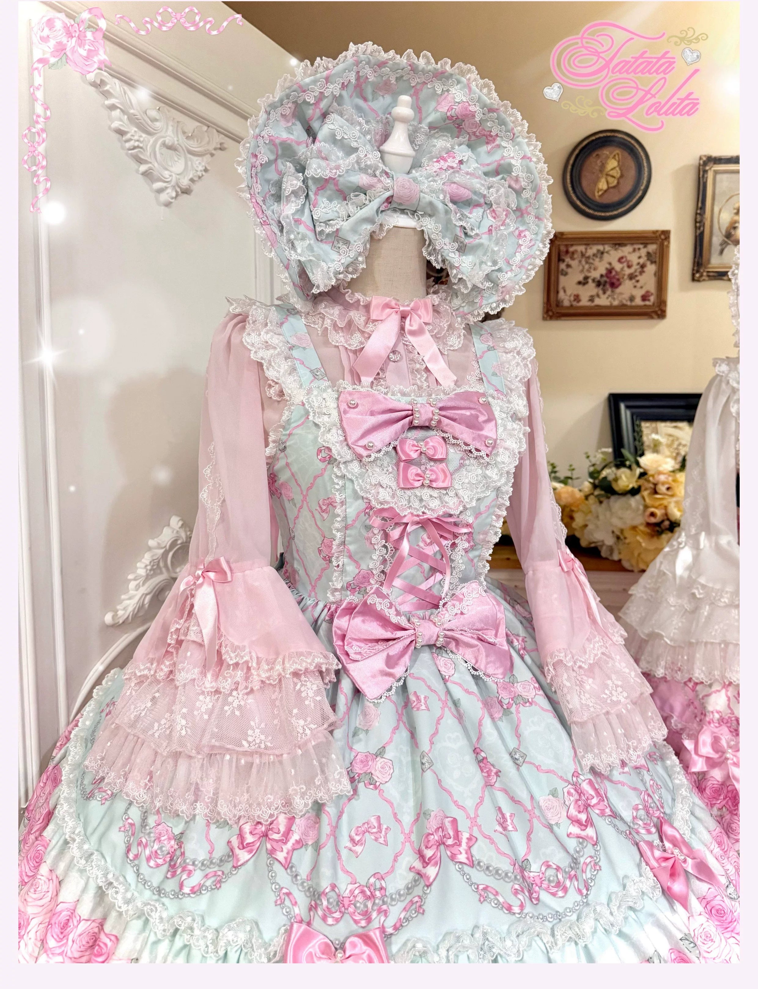Summer 2026 - Old School Lolita Floral Printed JSK Dress with Ribbon Bows 45521:851911