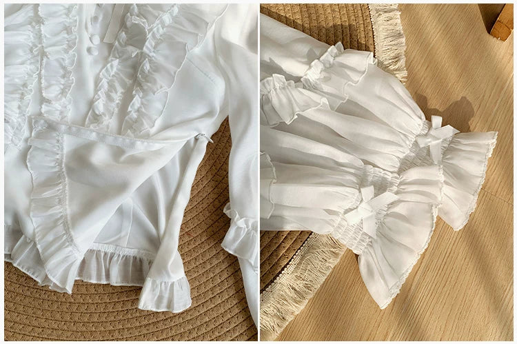 Miss Laura - Versatile Classic Lolita Blouse, Lattern Sleeves 44703:819350