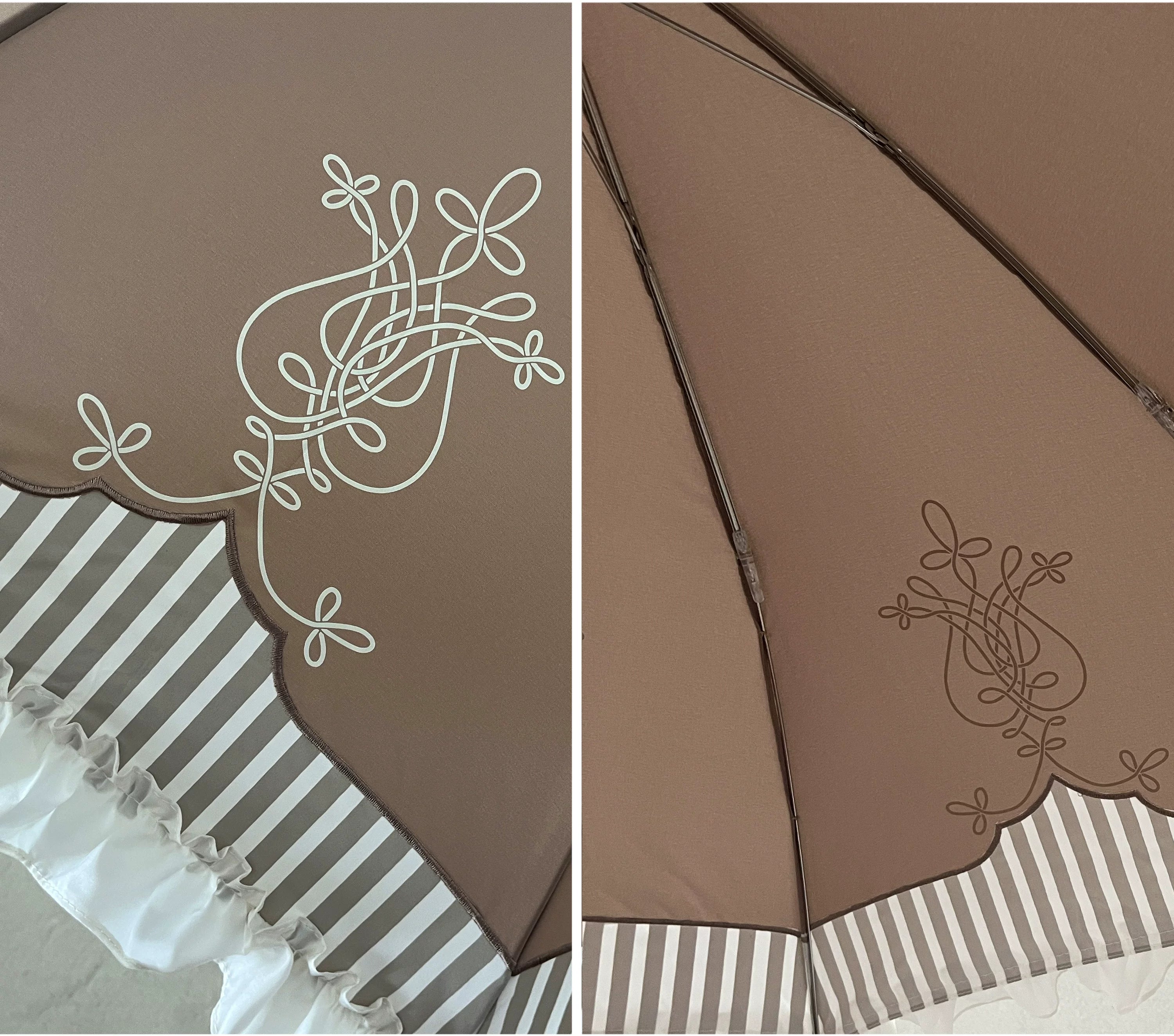 Lyre Academy - Classic Lolita 2-Fold Parasol, Lyre Print & Embroidered Trim 45679:858440