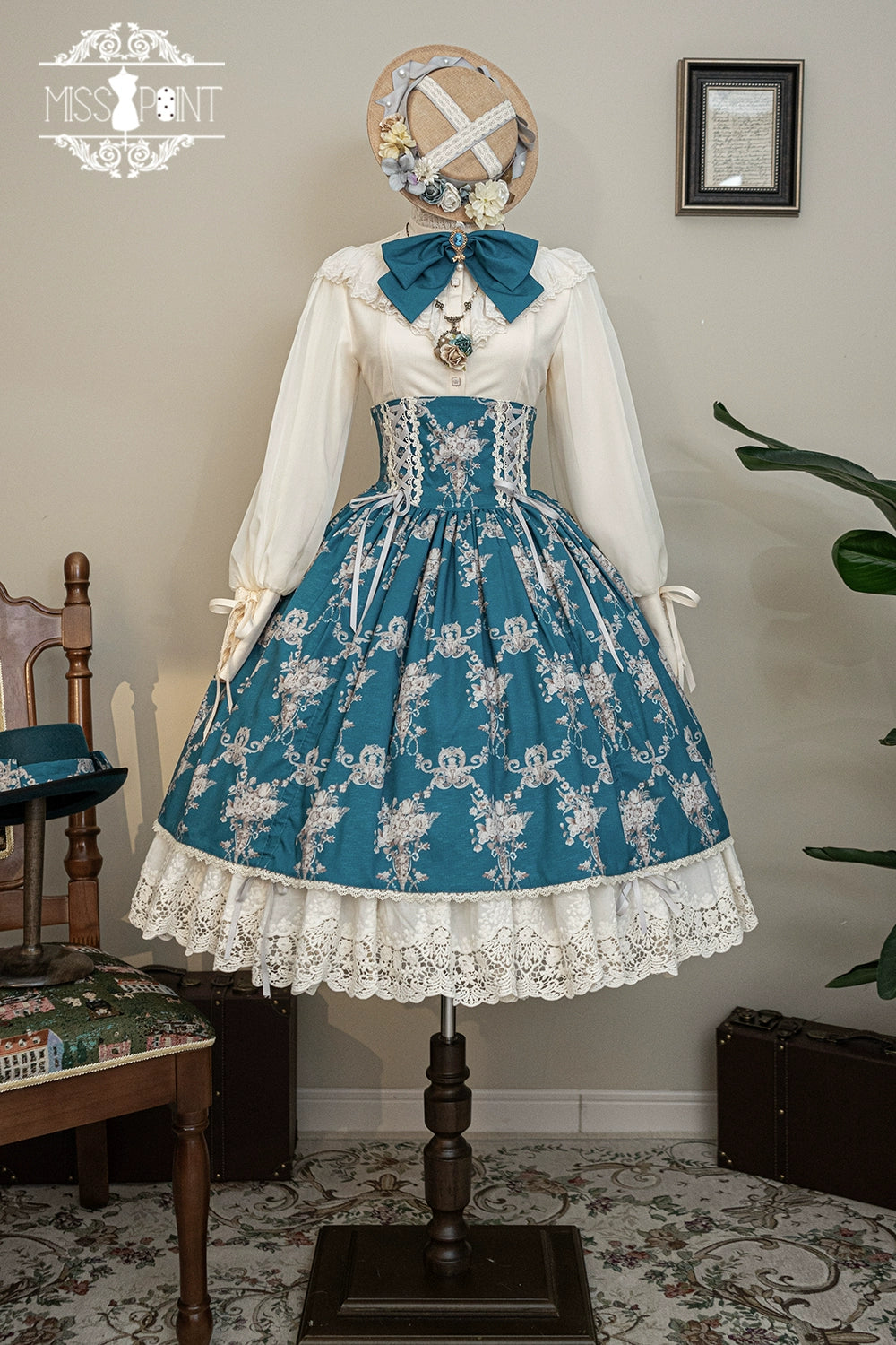 (BFM)Miss Point~Customized Vintage Lolita Skirt Elegant Pullover Fishbone SK (2XL L M S XL XS) 31464:363062