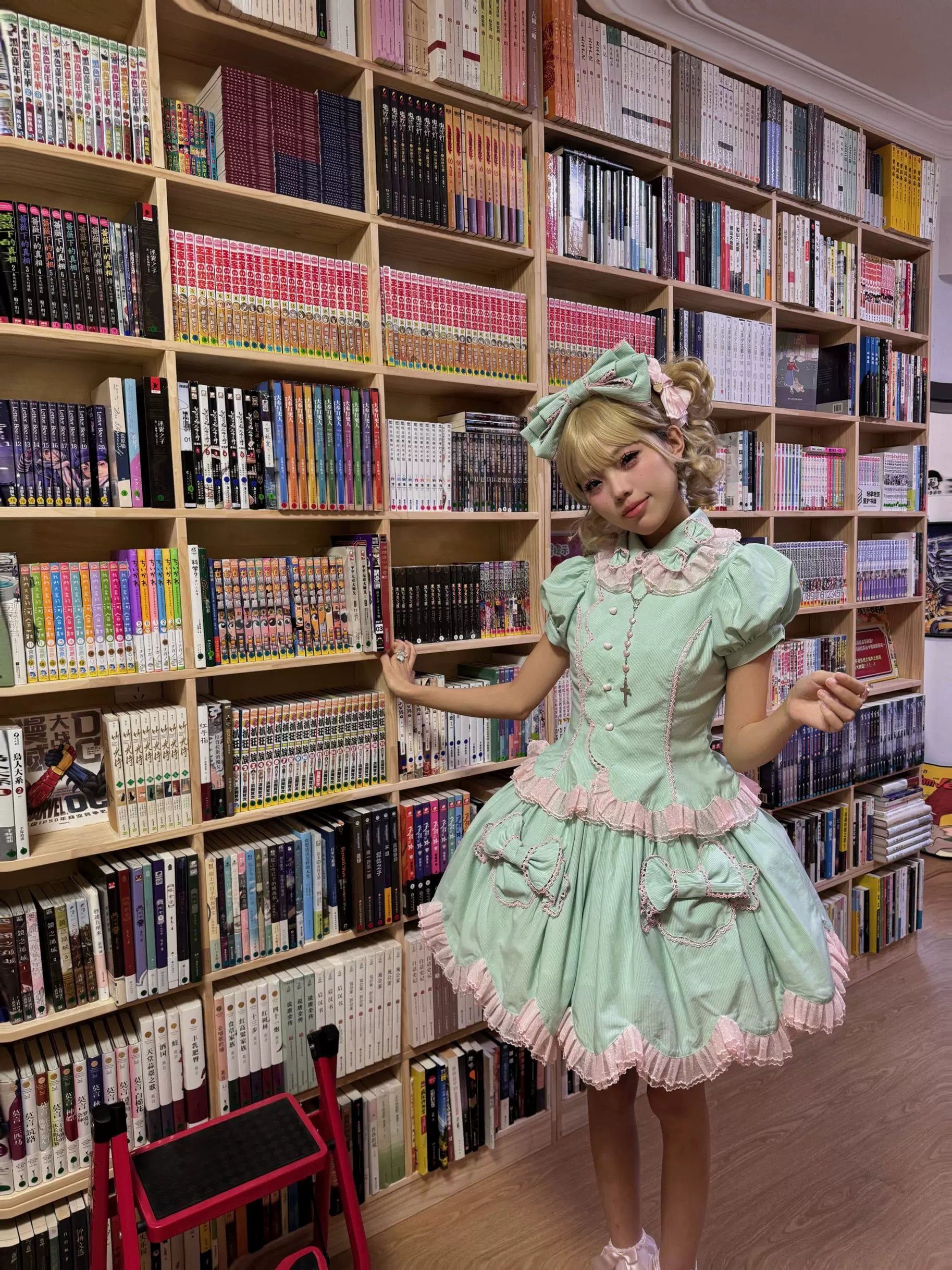 Summer Soda - Old School Lolita Mint Green SK Suit, Petal Hem & Bow