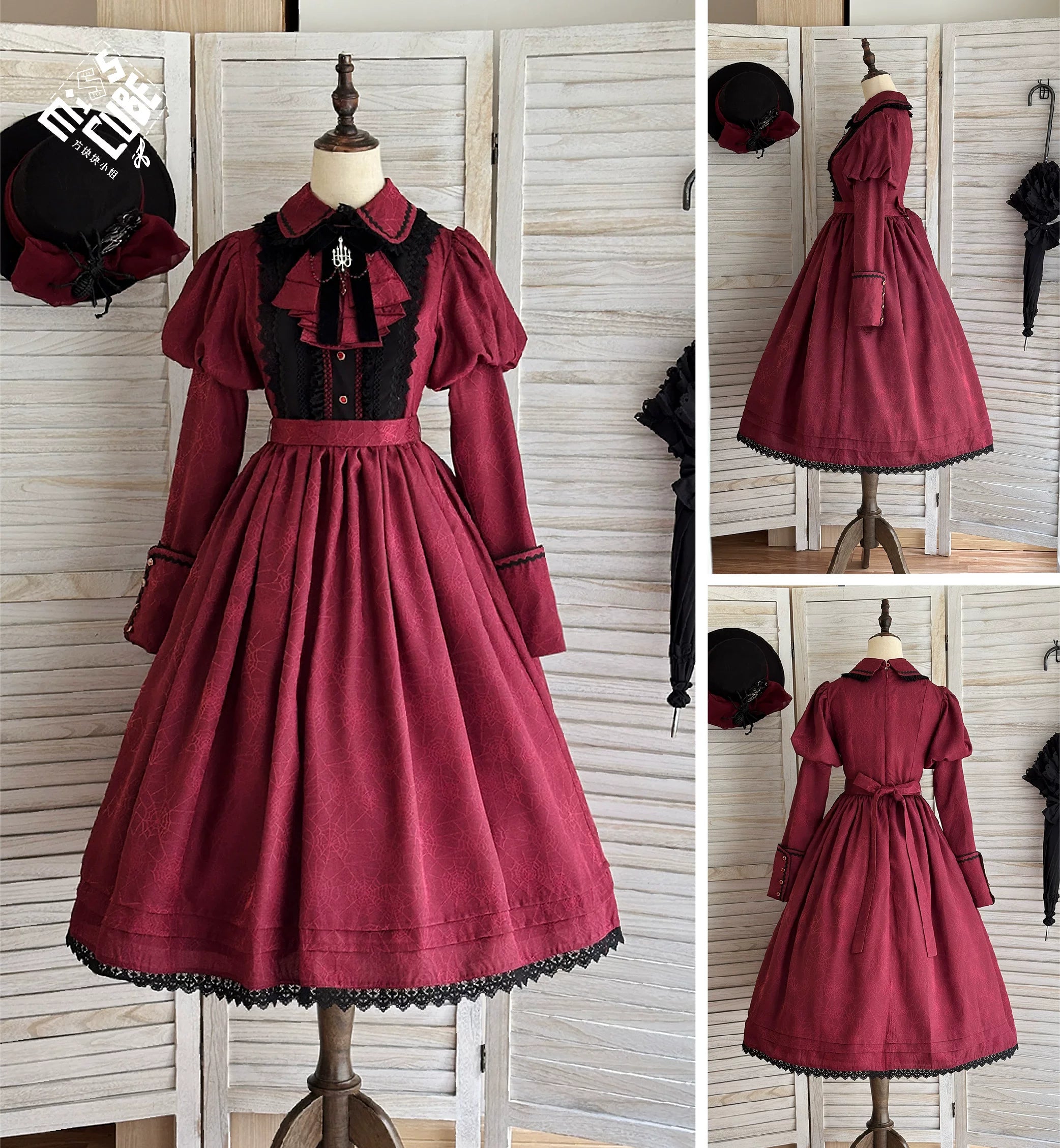 Blood Night Lantern - Jacquard Gothic Lolita Dress, Juliet Sleeve 44543:812347