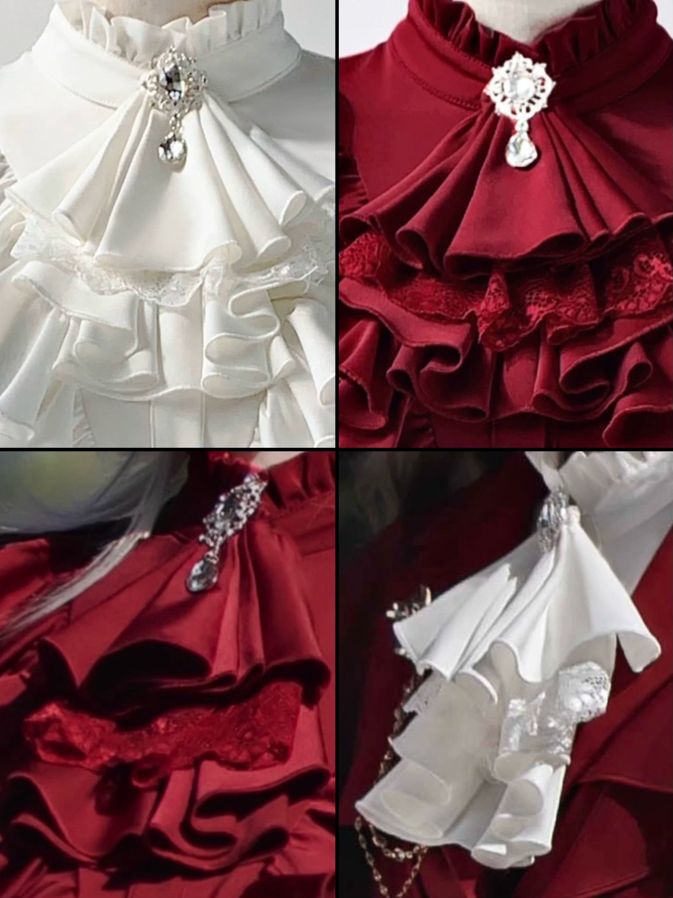 Night & Day Sonata - Ouji Lolita Layered Jabot, Metal Chain Brooch
