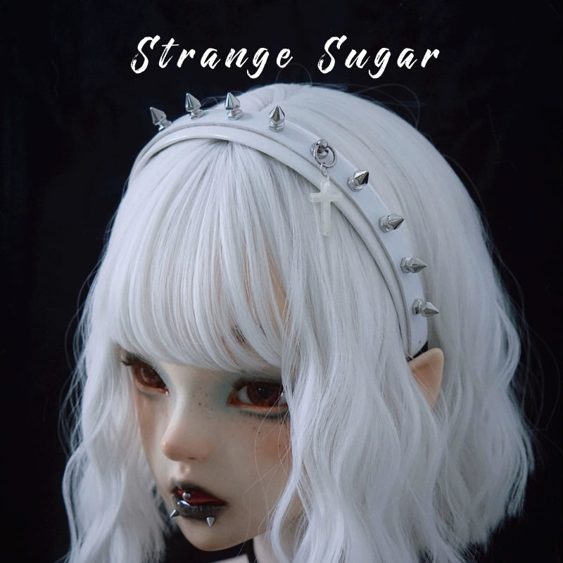 Strange Sugar - Gothic Lolita KC Faux Leather Punk Lolita Hair Accessories 7 Cross-shaped Rivets