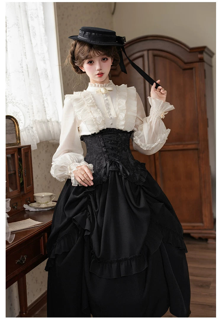 Blake - Boning Gothic Lolita Mermaid Skirt, Lifted-hem SK